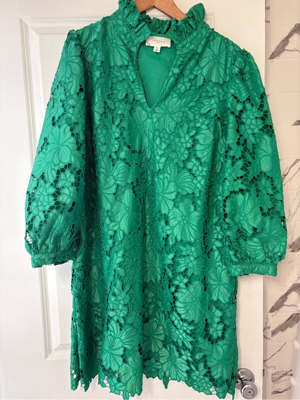 Tuckernuck Emerald Green Floral Lace Mini Dress